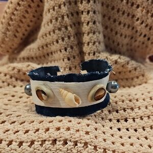 Handmade Boho Fabric Cuff Nautical Fringe Bracelet